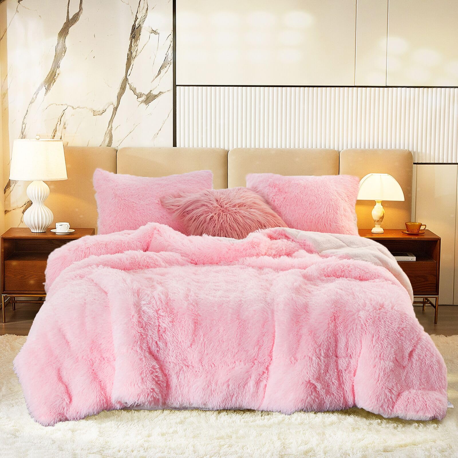 Amazon.com: Flysheep Luxury Faux Fur Shaggy Comforter Set Twin
